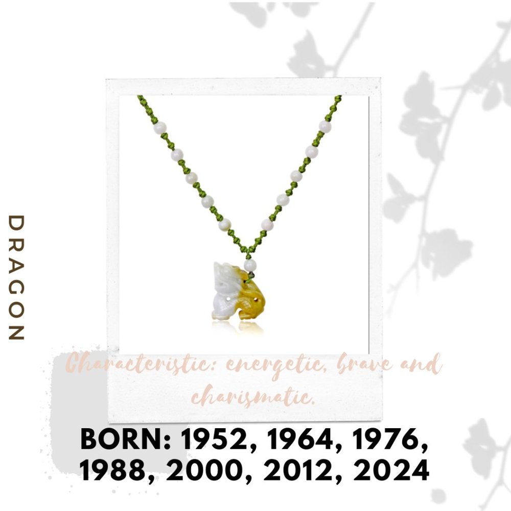 Dragon Chinese Zodiac Handmade Jade Necklace Pendant
